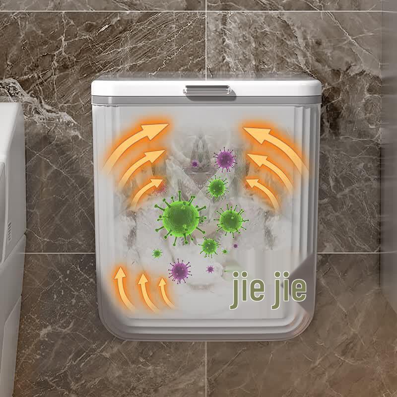 Wall-Mounted Slide-Lid Bathroom Trash Can