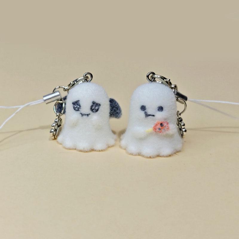 Kawaii Flocked Mummy Ghost Phone Chain Charm Strap Adorable Cartoon Plush Keyring Ins Style Phone Case Bag Camera Pendant