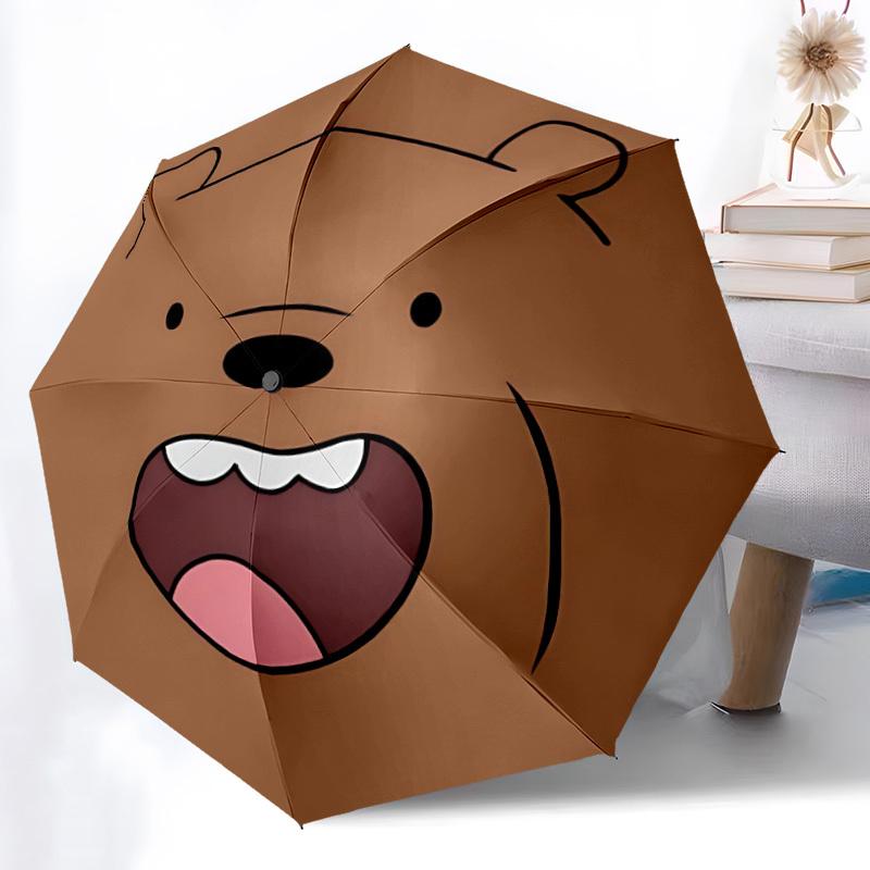 We Bare Bears Friends Automatic Folding Umbrella, Self-Opening/ Closing, Durable Windproof Travel Umbrella for Outdoor Adventures A0826098