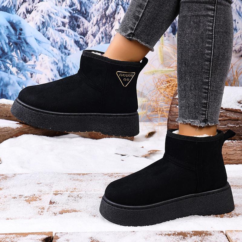 Fashion Classic Faux Suede Platform Snow Boots for Women Anti Slip Thicken Plush Warm Ankle Boots Woman Comfy Thick Sole Winter Booties