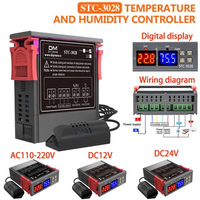 STC-3028 Thermostat Humidistat Digital Temperature Controller AC110V-220V DC12V 24V Indoor Temperature Humidity Controller Senso