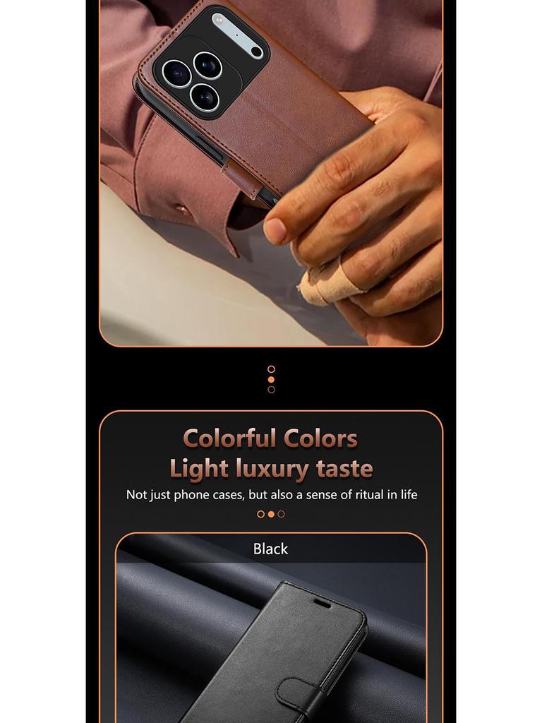 Flipové pouzdro na peněženku z TPU kůže s ovčí kůží pro iPhone 17 Pro Max s magnetickým zapínáním
