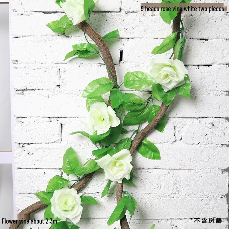 Decorazione Matrimoniale con Vite Rossa Appassita, Rattan, Viticci di Foglie d'Uva e Rami di Vecchia Vite Artificiale
