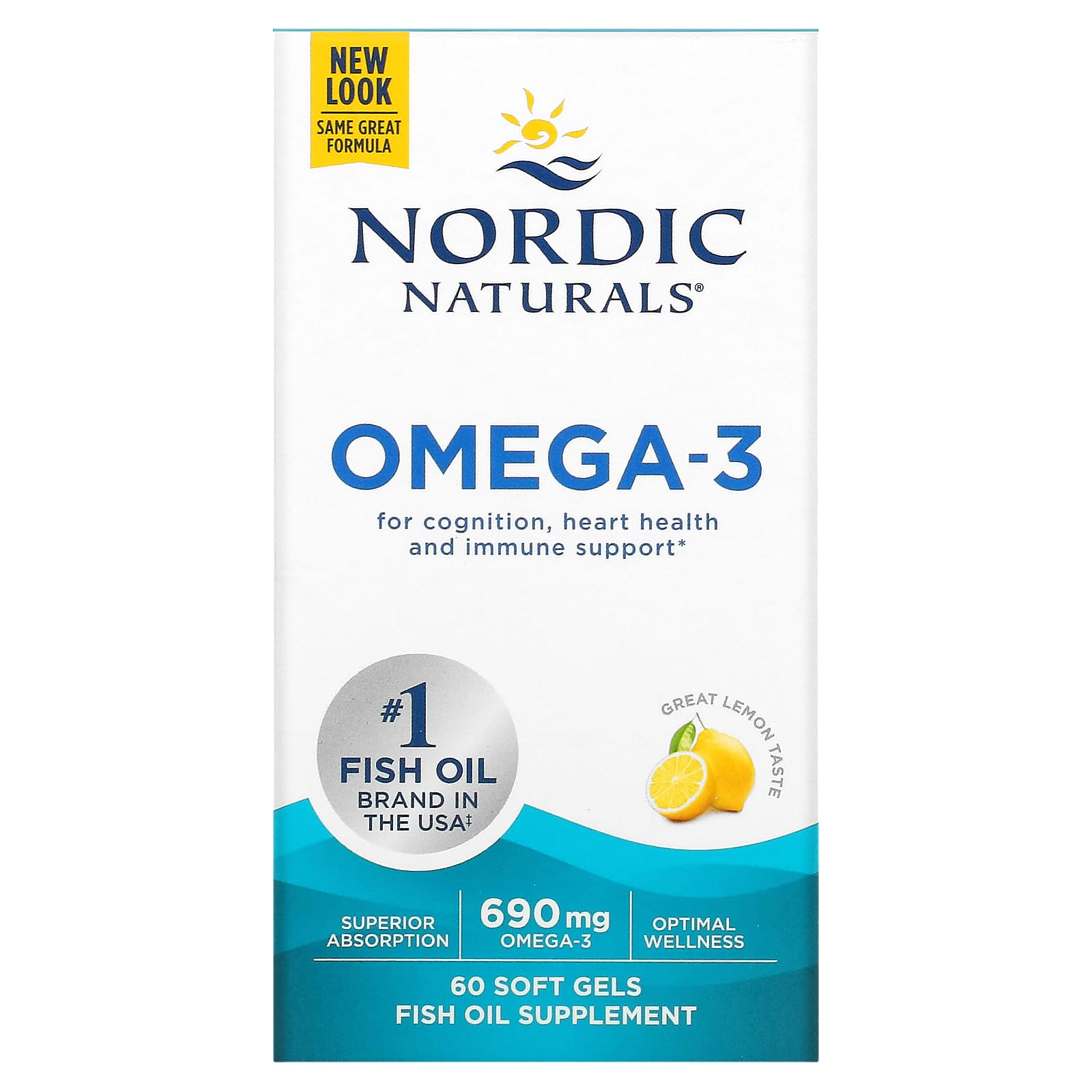 

Nordic Naturals, Omega 3, лимон, 690 мг, 60 м’яких капсул (345 мг на капсулу)
