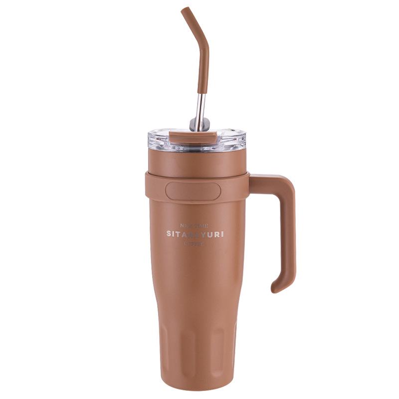 Multi-Purpose Portable Drinkware: Office & Outdoor Coffee/Water Cup with Straw and Handle.