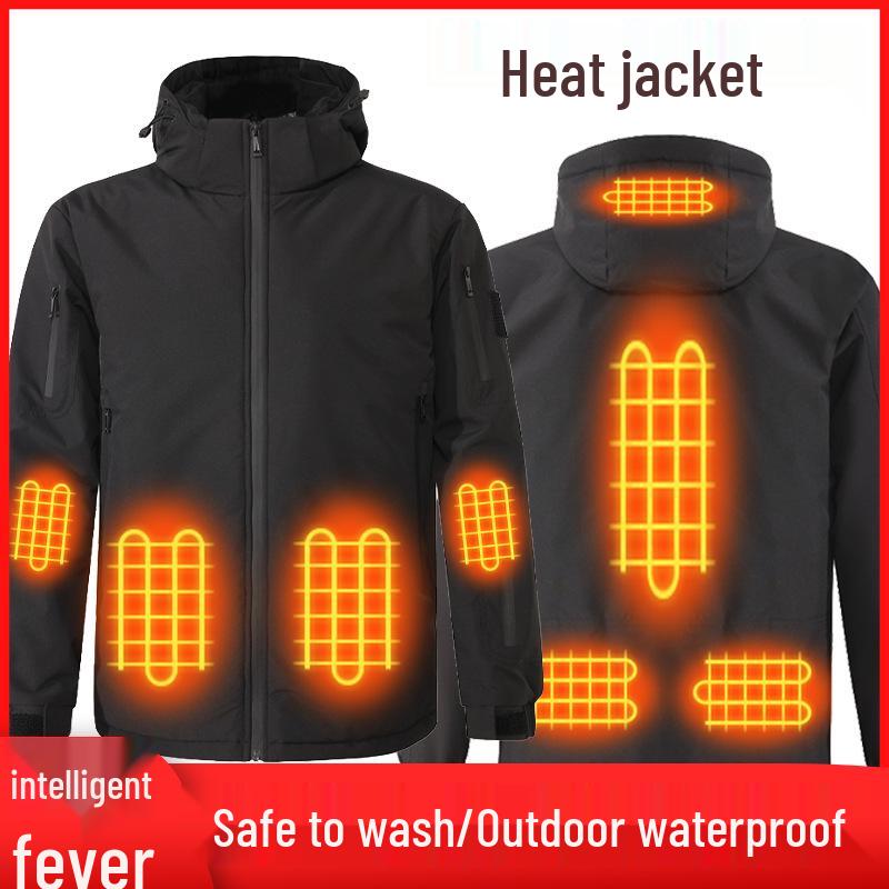 

Men s USB Heated Winter Windbreaker - Electric Warm Outdoor Jacket L