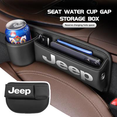 CXVSUD1 For Leather Car Seat Gap Organizer Crevice Side Storage Box Filler Side Storage Pocket With Cup Holder Grand Cherokee