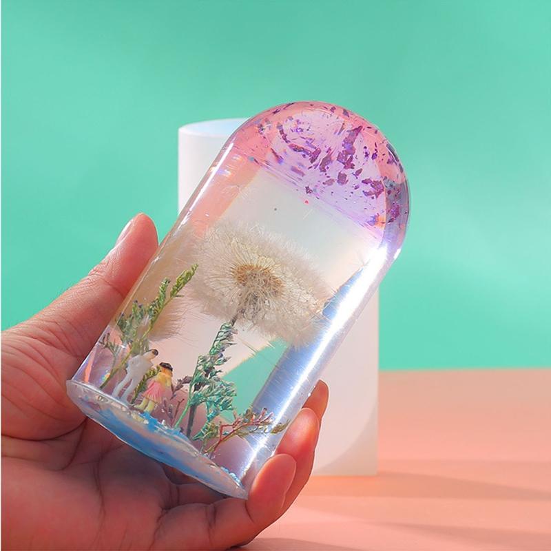 Light Resin Silicone Molds Cylinder Light Resin Mould for DIY Desktop Ornament Table Lamp Table Candle Home Decorations