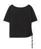 ILLIGO Ribbon Shirred Off-Shoulder T-Shirt Black