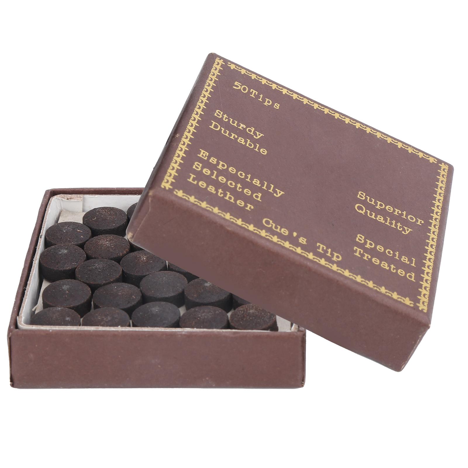 

50pcs box 12mm Cue Tips Kit Snooker Red Leather Cue Stick Tips for Pool Eight Nine Ball