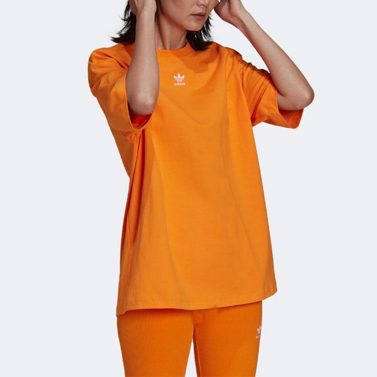 Adidas Originals Drop Shoulder Sleeve T Shirt Women's Light Orange Yellow HF7476
