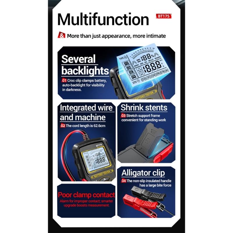 Digital Display Car Battery Measurement Tester With Voice Guidance For Voltage Internal Resistance And Life Analysis
