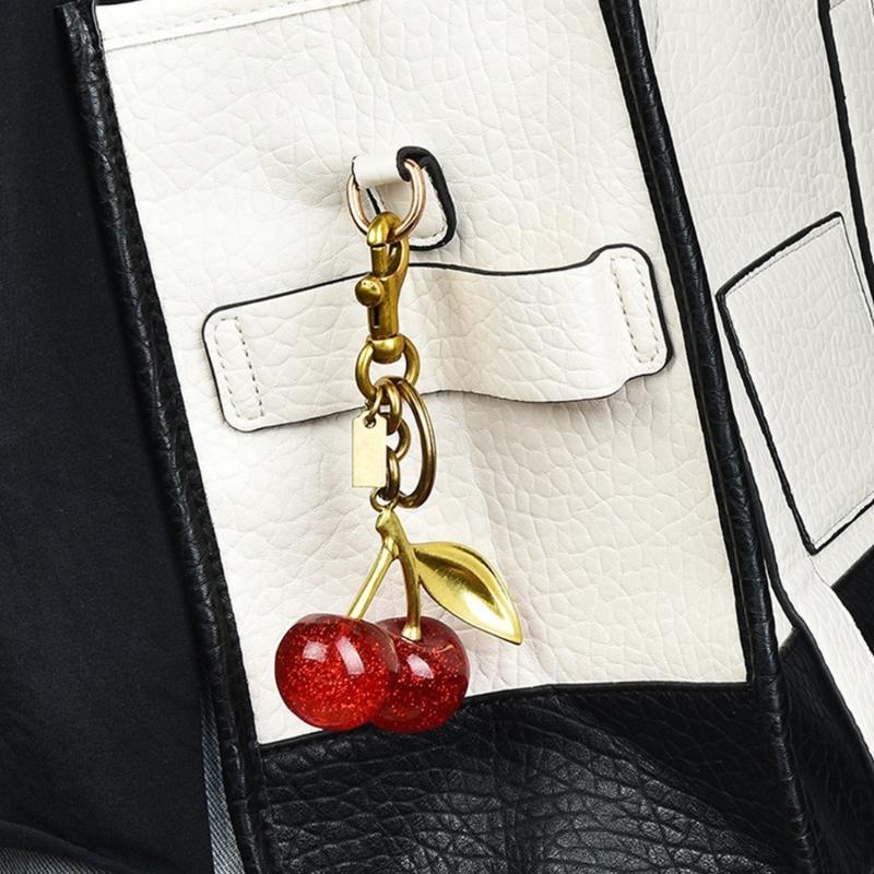 Set of 2 Handmade Phone Lanyard Cherrys Pendant Keychain Detachable Phone Chain Portable Keyring Accessory for Women Men