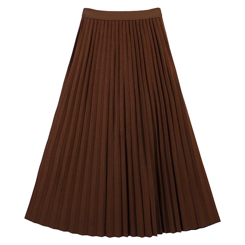 

Fei Yuan Women s Elegant High-Waist Accordion Pleated Skirt - Autumn/Winter Style Large (L) коричневый