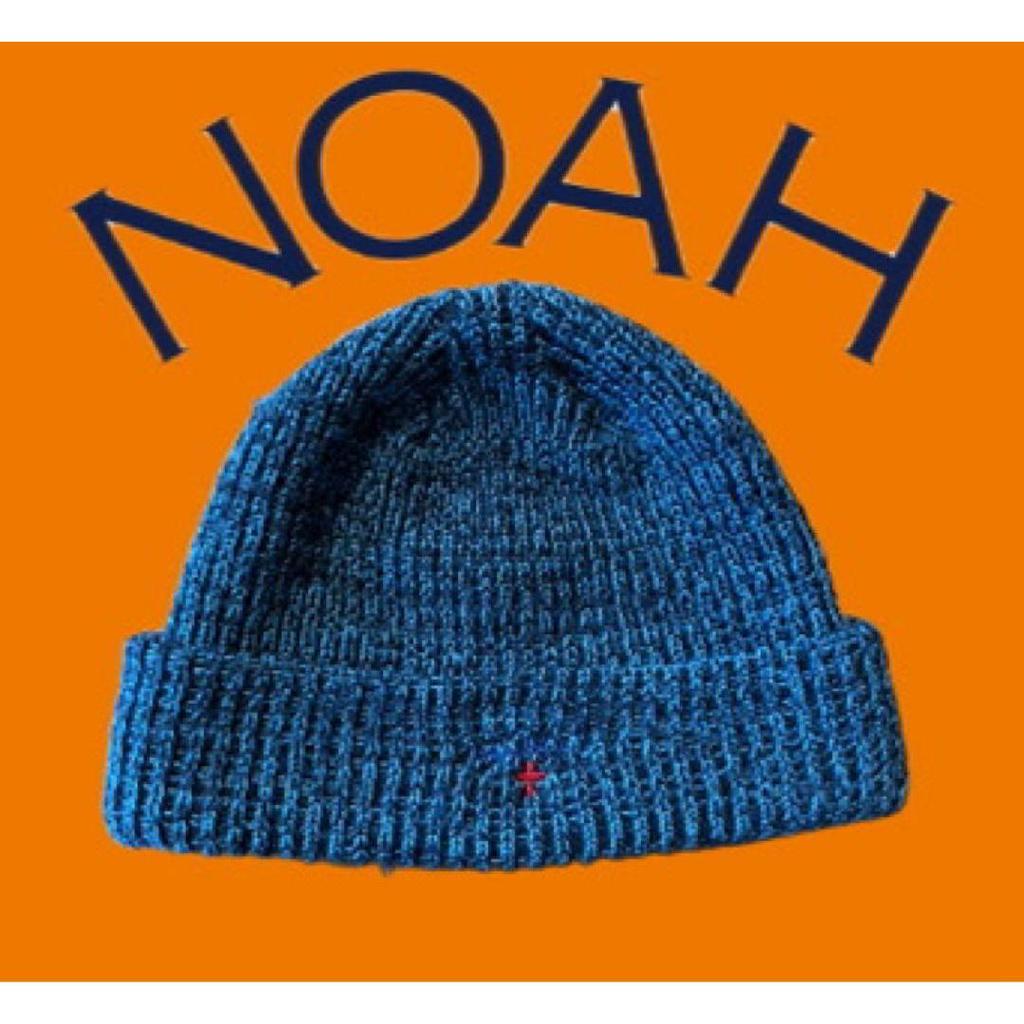 Used NOAH Blue x Black Knit Hat Beanie Made in Canada Good Condition Logo Embroidery Supreme