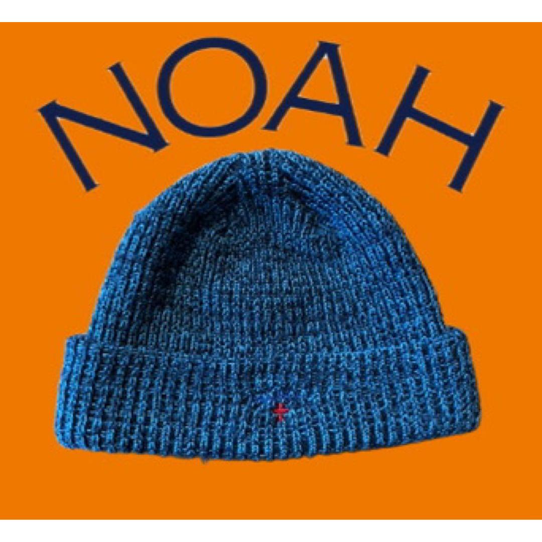 Used NOAH Blue x Black Knit Hat Beanie Made in Canada Good Condition Logo Embroidery Supreme