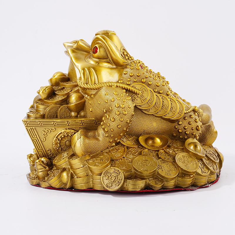 Ornement Grenouille Dorée en Laiton pour la Richesse et la Prospérité, Cadeau pour Ouverture de Magasin, Objet Décoratif pour Salon et Bureau, Artisanat