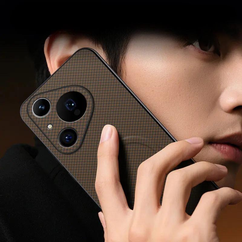 Skin Feel Magnetic Marking Pattern Leather Case for Huawei Pura 80 Ultra Mate 70 Pro Plus Thin for Magsafe Wireless Charge Cover