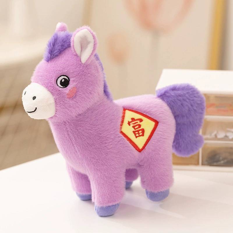 Chaveiro de Pônei de Pelúcia da Sorte do Ano do Cavalo Com Pelúcia Curta Macia Para Presente Coleção