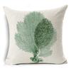 Hand-painted Marine Style Undersea Creatures Starfish Seahorse Seagrass Coral Linen Pillowcase Cushion Set Decorative Pillow