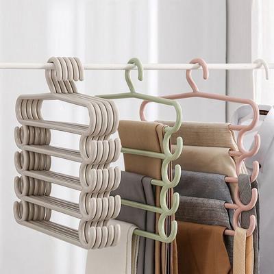 Clothes Hangers Trousers Pants Hangers Towel Scarfs Racks Pants Holders 5 Layers Clothes Hangers Closet Storage Organization