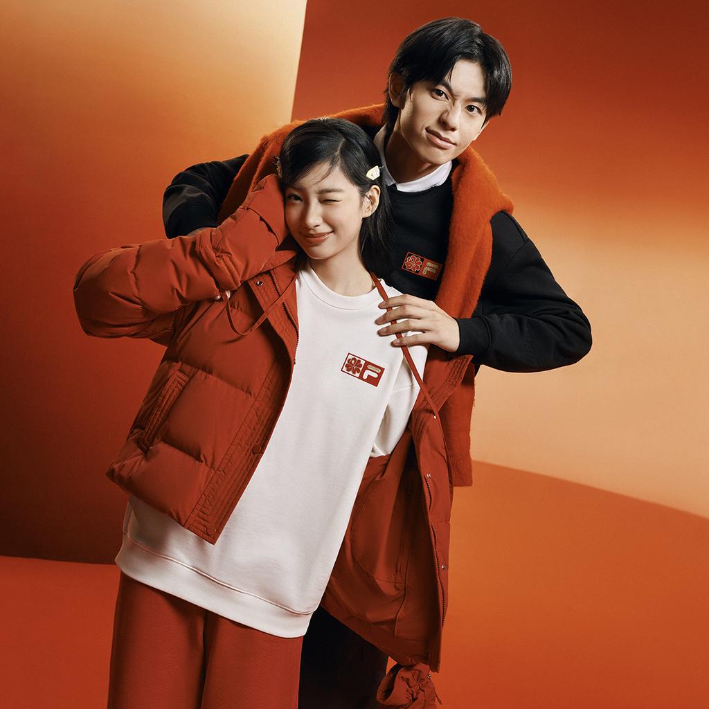 Fila Original Peony Pullover Simple Fashion Classic Retro Casual Sports Versatile Comfortable Loose Round Neck Sweatshirt F51U619203FBK