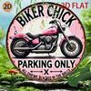 Vintage Pink Motorcycle Round Metal Sign Retro Biker Garage Wall Decor Men Cave Parking Ornament