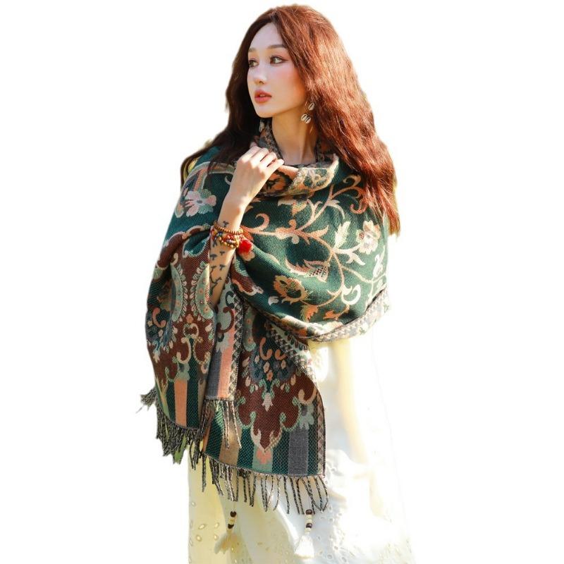 Cloak Women's New Autumn and Winter Travel Photo Exotic Scarf Versatile Warm Thickened Scarf