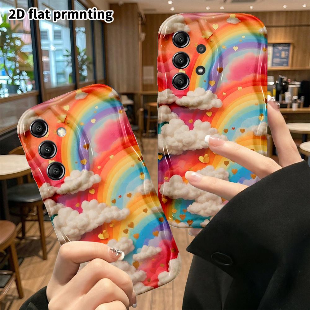 Phone Case: 2D flat, suitable for Samsung Galaxy A34 A35 M05 M06 S20 S22 S21 FE Plus 5G protective case, gradient rainbow, perfect Christmas and Hallo