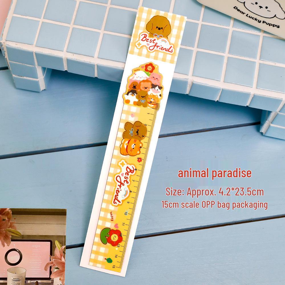 Animal Stacking Magnetic Bookmark Ruler: Cute, Bendable, High-Value Cartoon Ruler for Students 15cm Scale