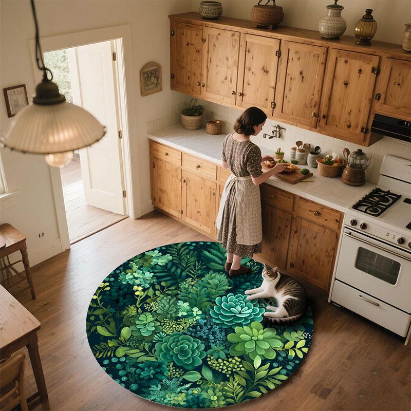 Plants pattern round rug,Carpet Rug for Living Room Bedroom Playroom ,Non-slip Floor Mat,Holiday Gifts and Birthday Gifts.