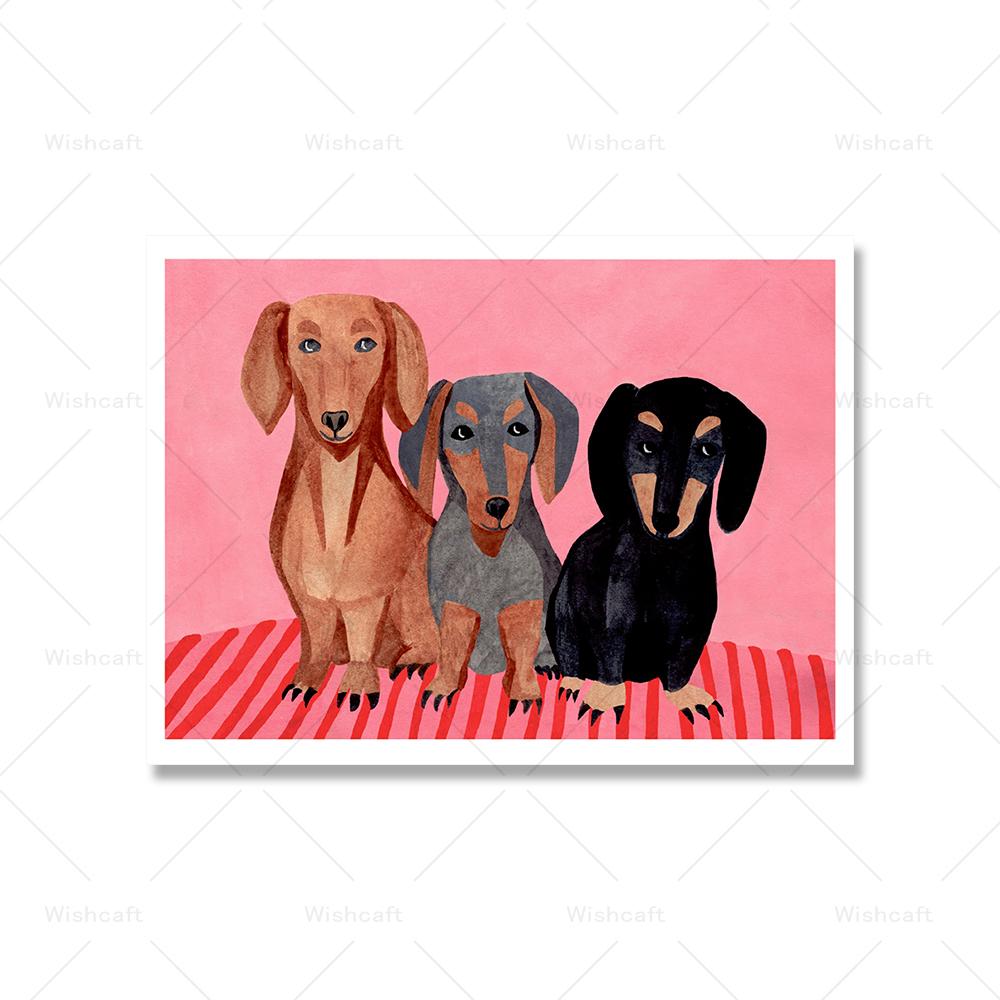 Plakát The Cats In The Bag Abstraktní nástěnná malba Malba na plátno Černá kočka Kreslené obrázky Tři psi na zeď Dětské domácí dekorace