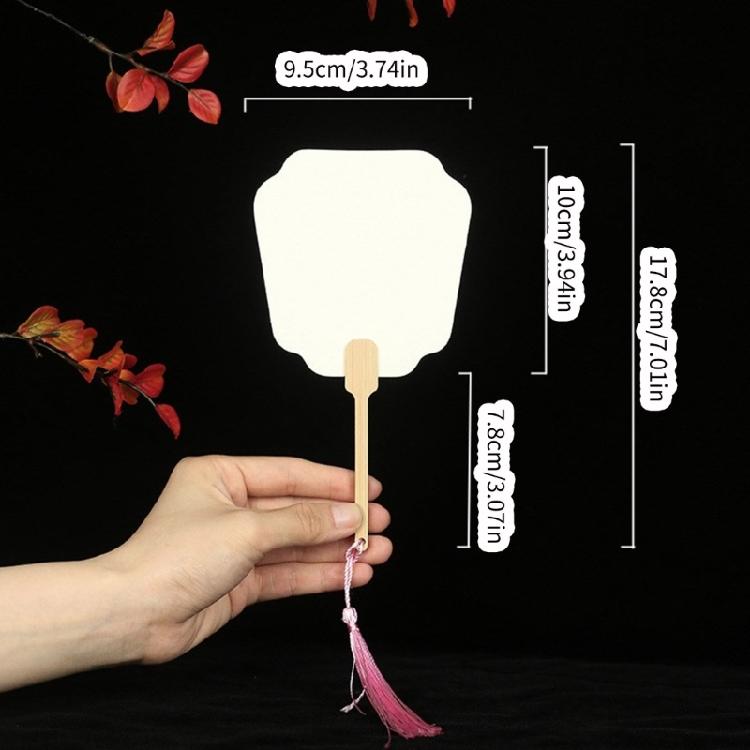 Chinese Rice Paper Fan White Round Fan with Tassels DIYs Blank Fan Decors