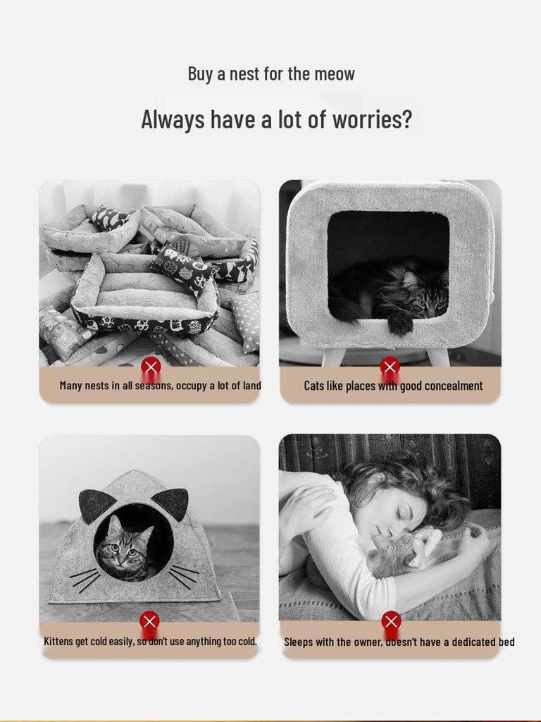 Ζεστό Κρεβάτι για Γάτες & Σκύλους: Χοντρός χαριτωμένος υπνόσακος για φθινόπωρο/χειμώνα, ζεστός, κλειστό στρώμα για κατοικίδιο.