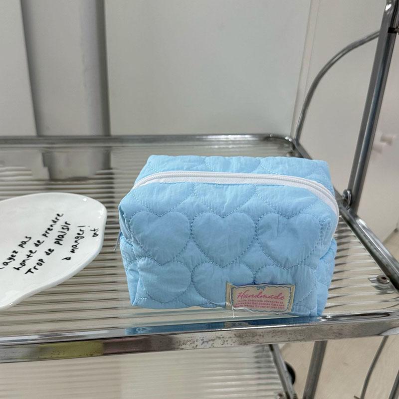 Kawaii Stepp Damen Kosmetiktasche Große Kapazität Reise Kulturtasche Reißverschluss Make-up Aufbewahrungstasche Karierte Münzbörse