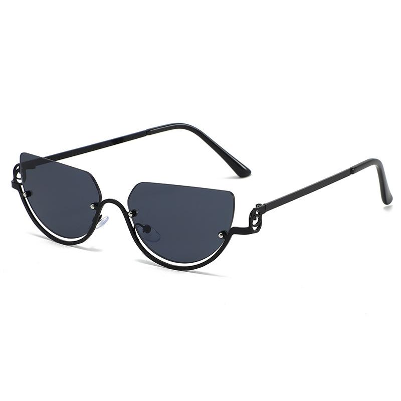 European and American metal frame sunglasses women s UV400 anti-ultraviolet cat eye sunglasses advanced cross-border