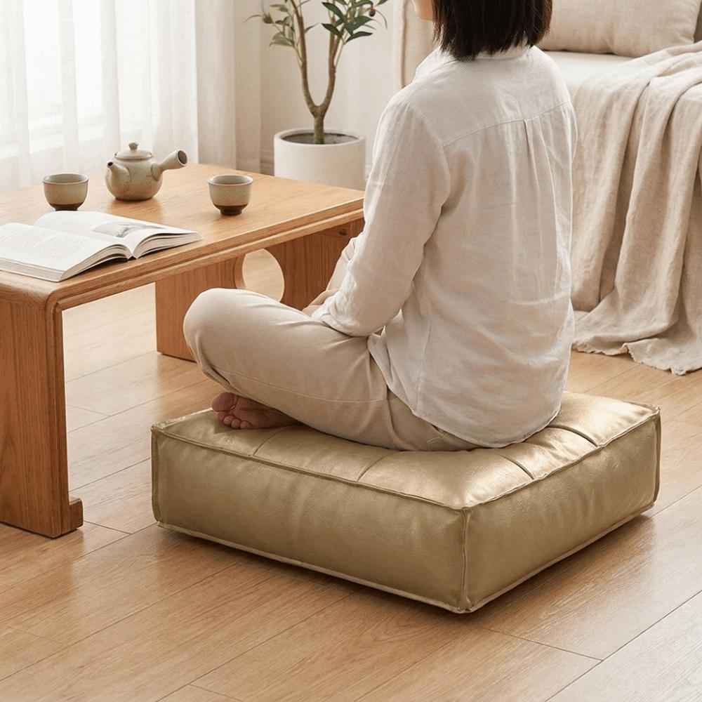 Square Sofa Stool Cover PU Leather Storage Leg Bench Sofa Footstool Seat Cushion Cover Under Desk