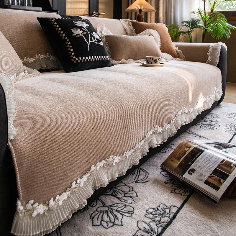 

Sofa Cushion Light French Small Fragrance Medieval Living Room Special-Shaped Sofa Cover Girl Lace Non-Slip Seat Cushion 70*70cm