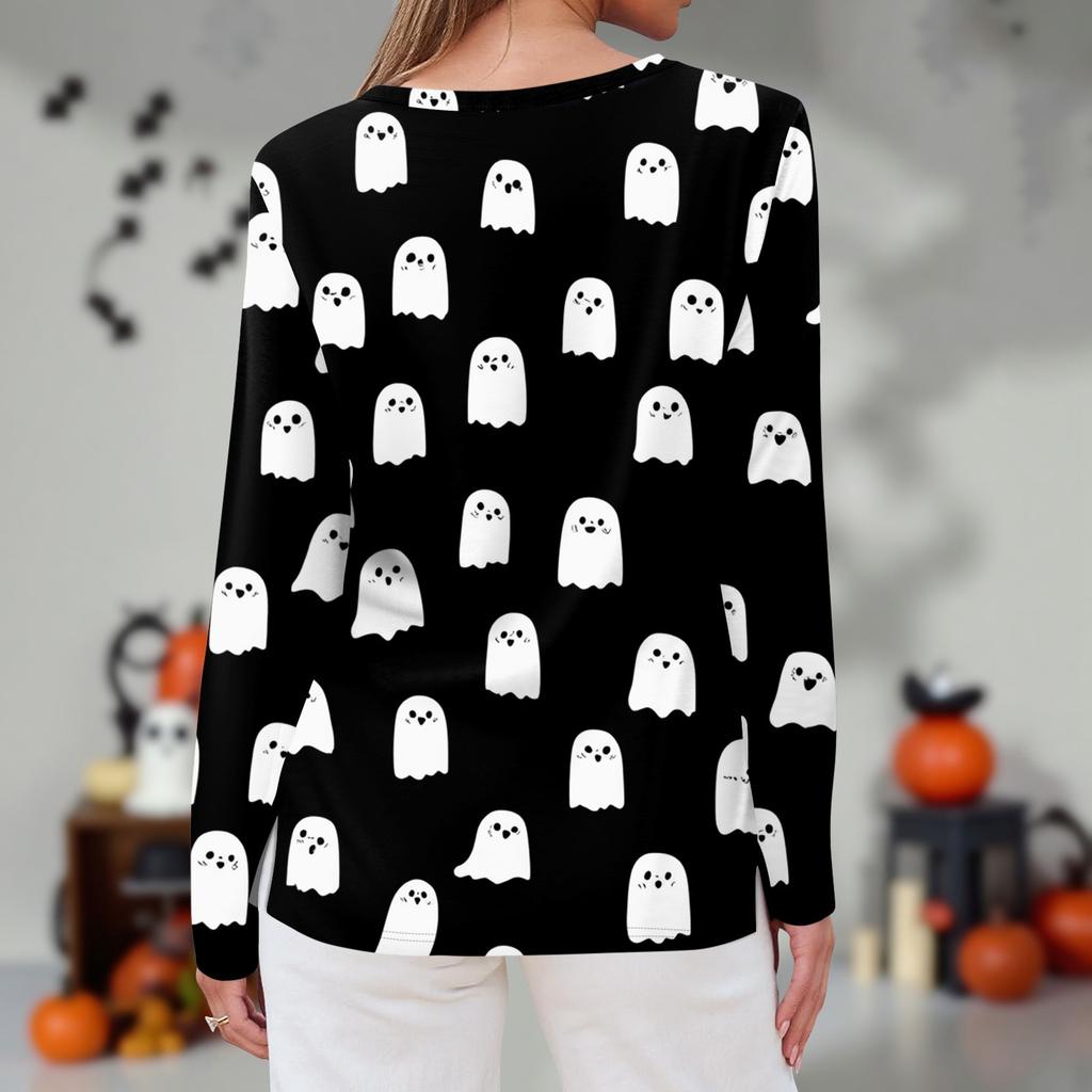 Women's Daily Casual Long-sleeved Printed O-neck Top