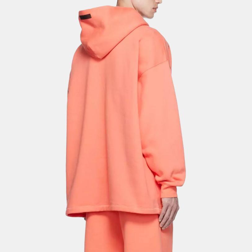 Fear of God Essentials Fleece-Lined Relaxed Fit Hoodie Men Tops Coral-Red FOG-FW22-108