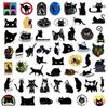 50 STÜCKE Neue Niedliche Schwarze Katze Graffiti Motorradhelm Aufkleber Wasserdicht Heckkoffer Aufkleber Motorrad Karosserie Kratzschutz Aufkleber