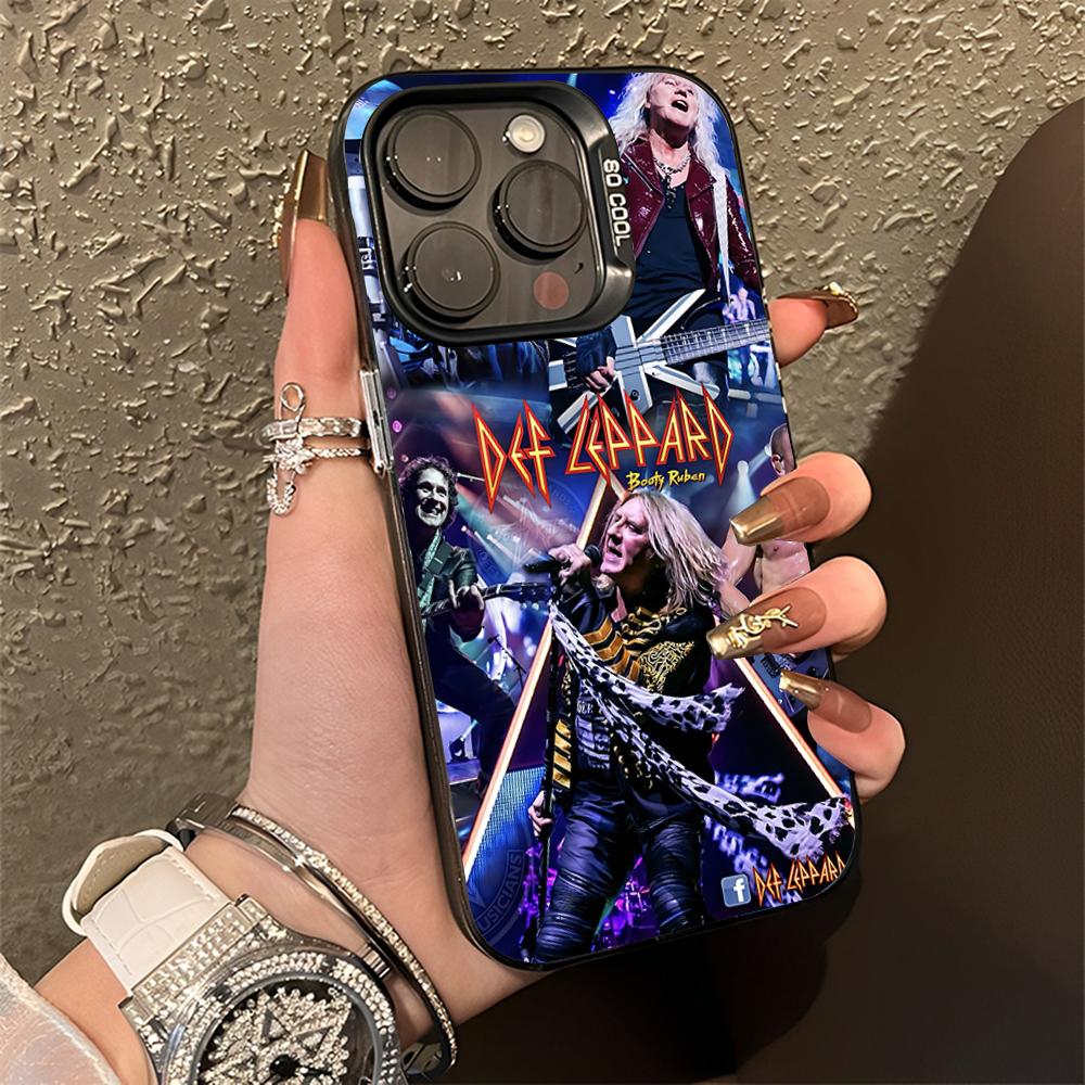 D-Def Band L-Leppard Phone Case For iPhone 16,15,14,13,12,11,Pro,Max,Plus,Mini,XS,SE Anti Fall Black Matte Hard Bumper