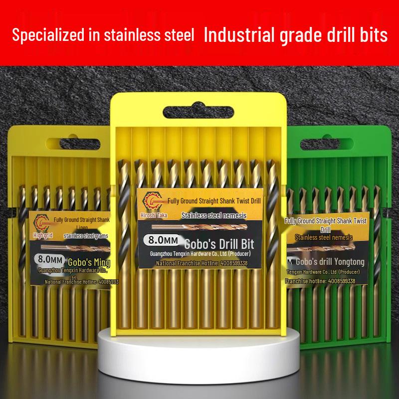 High-Speed Steel Straight Shank Twist Drill Bit, Black and Yellow, Fully Ground