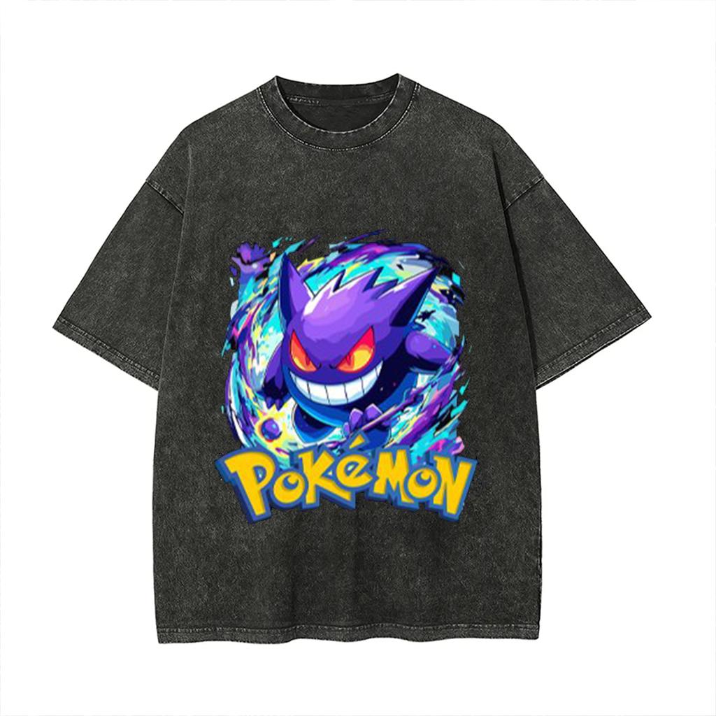 Oversized Pokemon Vintage Wash T-Shirt Man Women Y2k 2026 Unisex Harajuku Graphic Tee Short Sleeve Tee Loose Casual Tops Summer