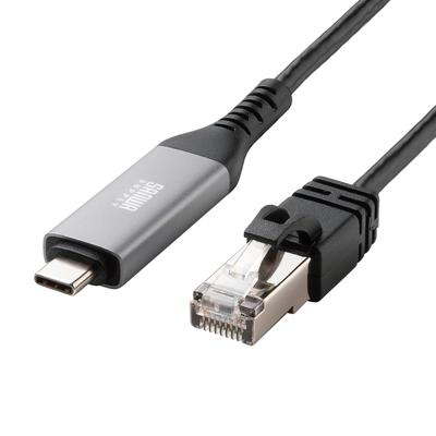 SANWA SUPPLY USB LAN Conversion Cable Type-C (Gigabit Compatible, 2m) KB-SL6CLAN02BK
