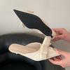 Fashion Pink Footwear Fashion Pointed Toe Women Heeled Slides Slippers Shoes Female Butterfly-Knot Ladies Low Heel Slippers Shoes Mules