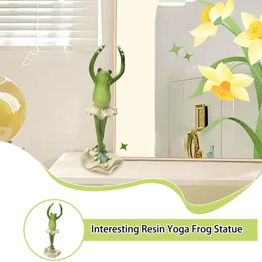 resin Ballet frog statue funny Yoga Frog Outdoor Garden Sculpture Collectible Figurines Home Decorations for Patio Lawn Pathway