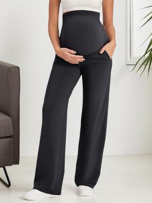 7061 European Maternity Support Pants: Casual Non-Constricting Wide Leg for Spring & Autumn