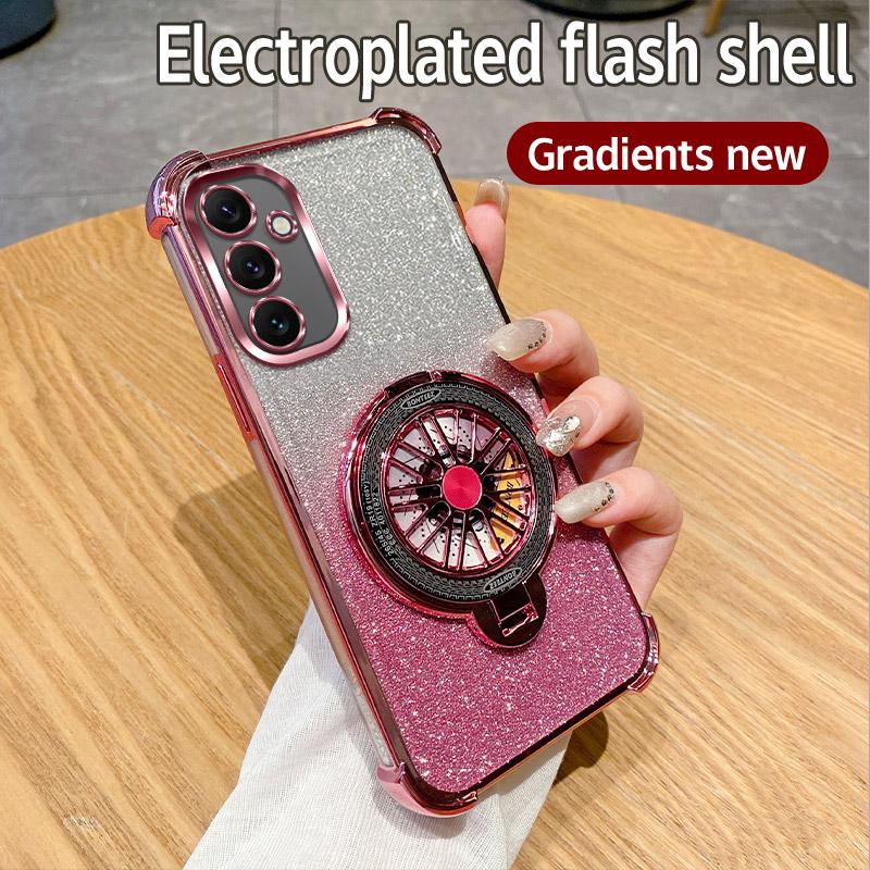 Shockproof Rotate Gyro Holder Magnetic Case on for Motorola Moto G24 G14 G34 G84 G54 G04 G53 E14 G52 G82 G10 Bracket Clear Cover