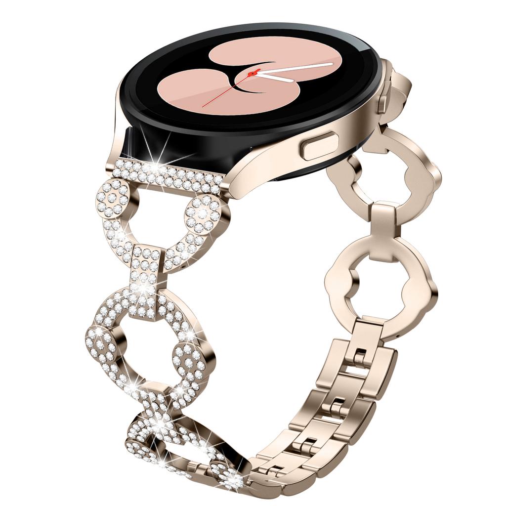 For Samsung Galaxy Watch 5 Active 40mm/44mm/Watch 5 Pro 45mm/Watch 42mm Bling Watch Band 20mm Rhinestone Decor Replacement Metal Strap